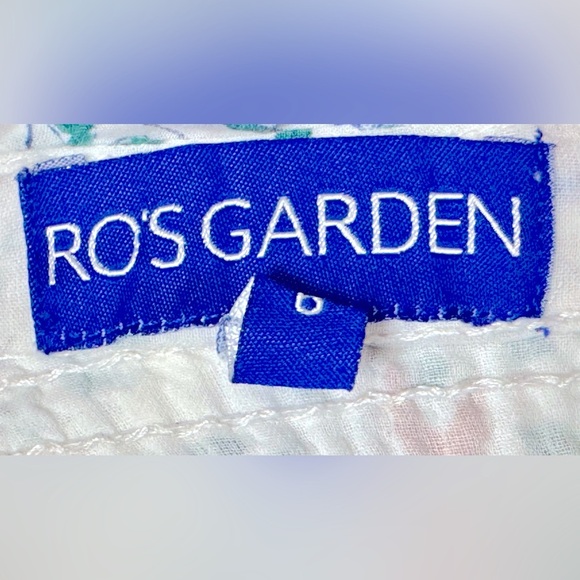 Ro’s Garden EUC Sz 6 Floral Smocked Cotton Dress with Blue Tassels - Picture 5 of 7